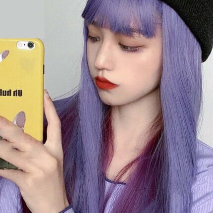 Perruques pour femmes avec dégradé de cheveux longs et raides