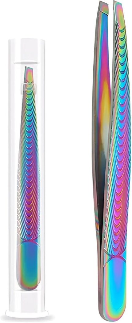 Pince à épiler Pince à sourcil inclinée Pince à épiler pour hommes, femmes et enfants, acier inoxydable titane